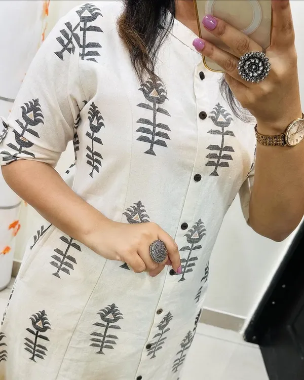 Printed_Cotton_White_Kurti_Plazo_Set