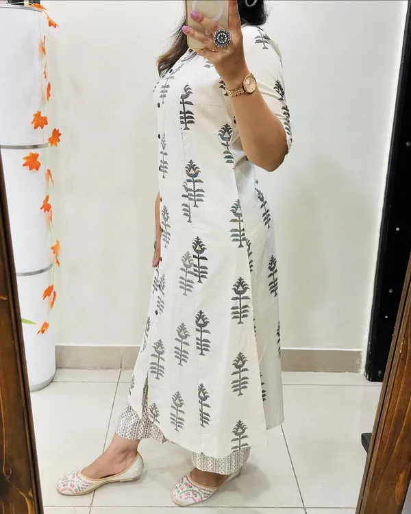Printed_Cotton_White_Kurti_Plazo_Set