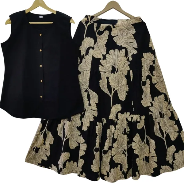 Printed_Black_Color_Cotton_Skirt_Top