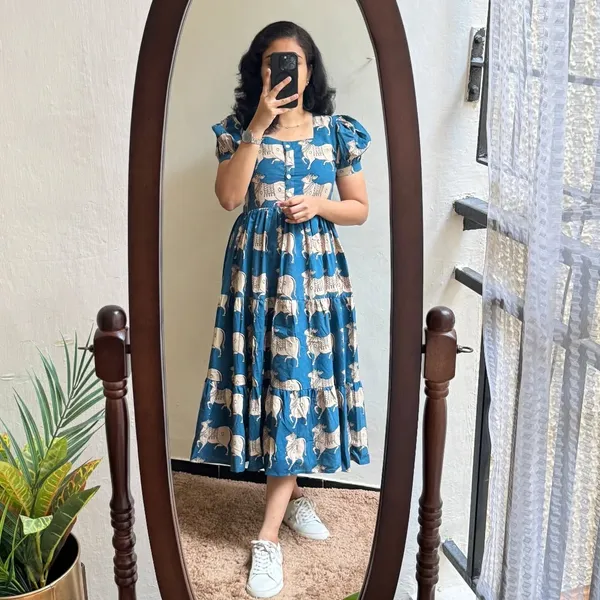 Beautiful_Printed_Blue_Cotton_Midi_Kurti