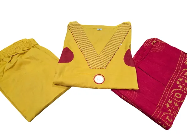 Yellow_Color_Polka_Print_Cotton_Suit_Set