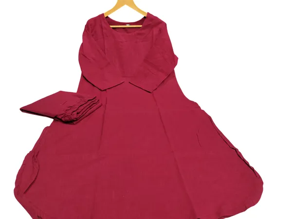 Maroon_Color_South_Cotton_Kurti_Plazo_Set