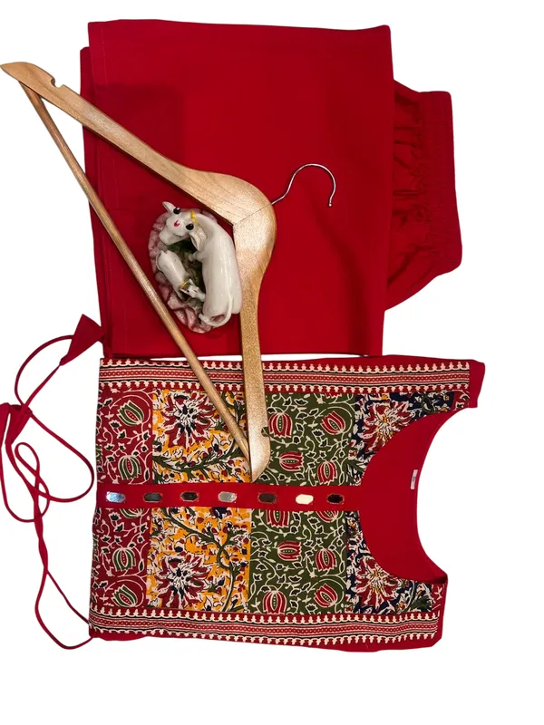 Designer_Mirror_Work_Red_Kurti_Plazo_Set