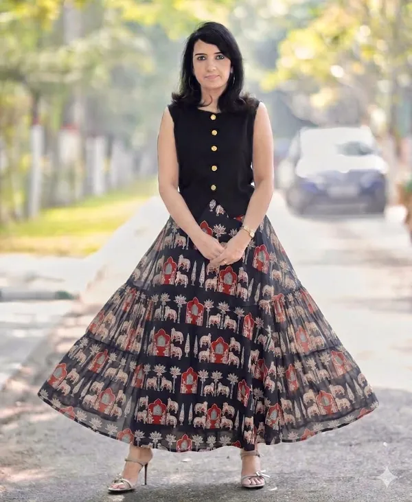 Black_Color_Printed_Cotton_Skirt_Top