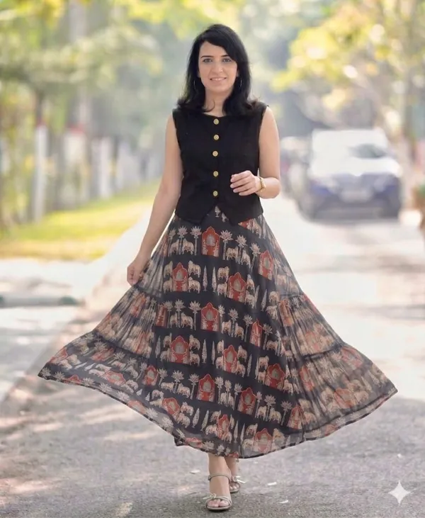 Black_Color_Printed_Cotton_Skirt_Top
