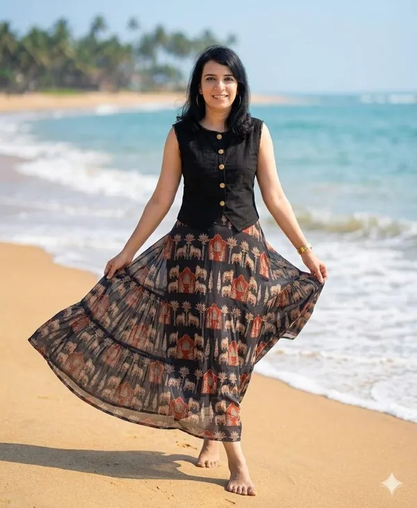 Black_Color_Printed_Cotton_Skirt_Top