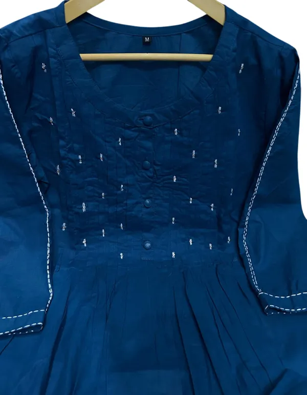 Beautiful_Teal_Blue_Cotton_Kurti_Pant