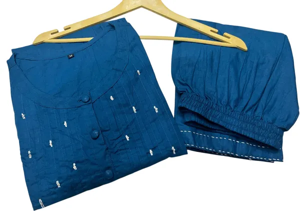 Beautiful_Teal_Blue_Cotton_Kurti_Pant