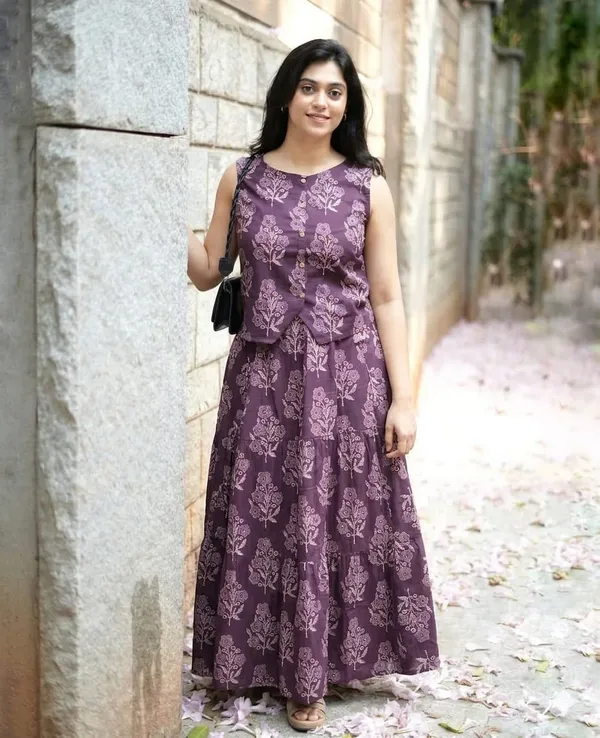 Printed_Wine_Color_Cotton_Skirt_Top