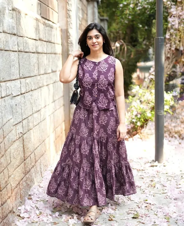 Printed_Wine_Color_Cotton_Skirt_Top