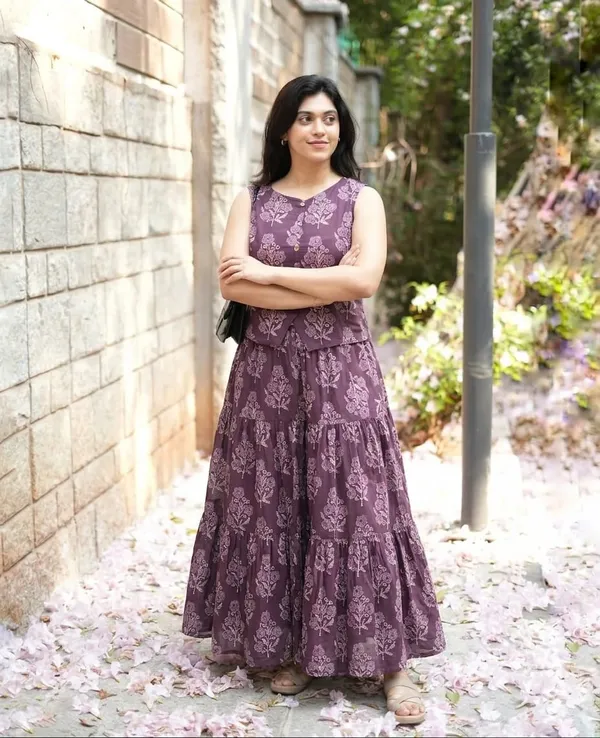 Printed_Wine_Color_Cotton_Skirt_Top