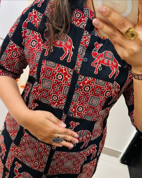 Camel_Print_Black_Kurti_Plazo_Set