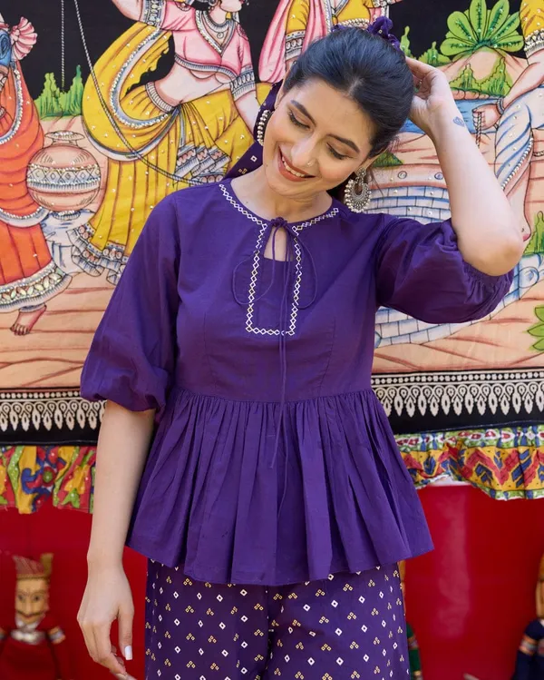 Embroidery_Work_Blue_Cotton_Co_ord_Set