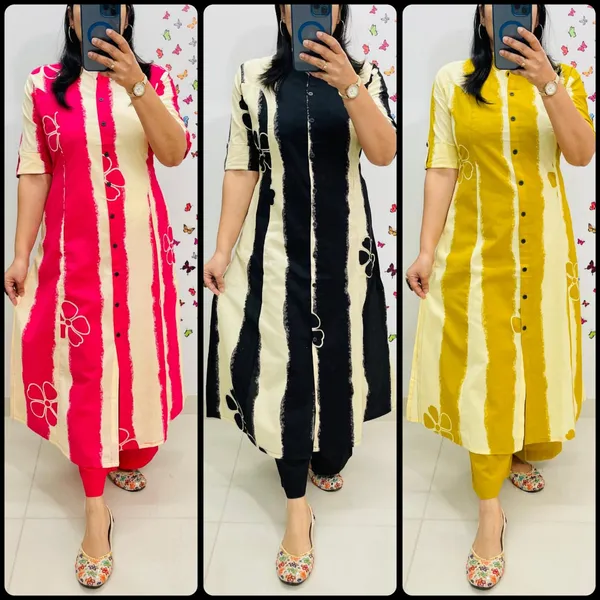 Floral_Print_Cotton_Black_Kurti_Plazo_Set