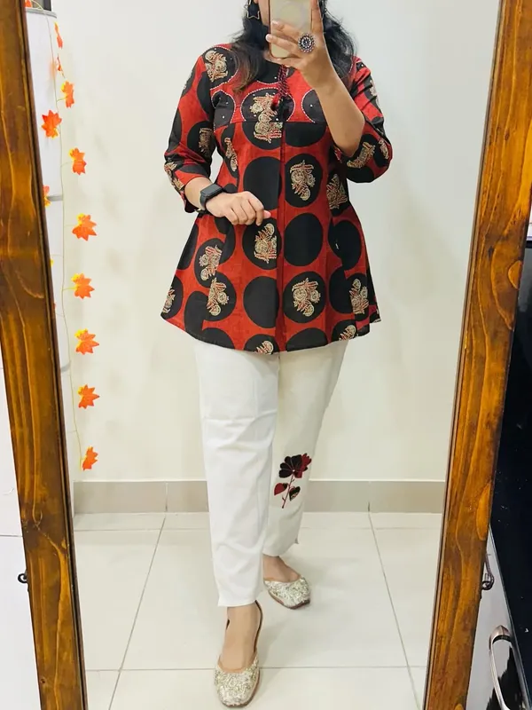 Kantha_Embroidered_Red_Cotton_Co-Ord_Set
