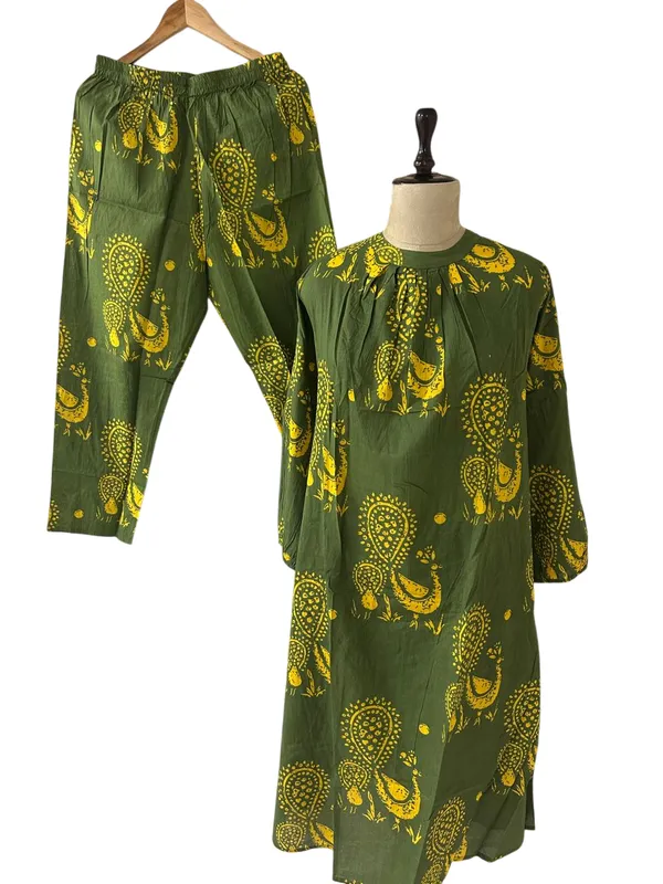 Cotton_discharge_print_kaftan_styles_kurti_with_pant