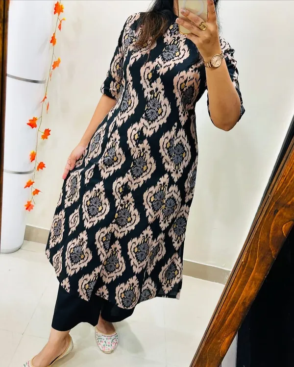 Printed_Cotton_Black_Kurti_Plazo_Set