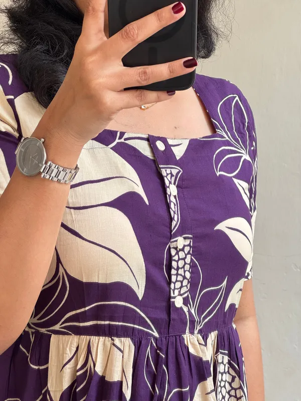 Beautifull_Printed_Purple_Color_Cotton_Midi_Gown