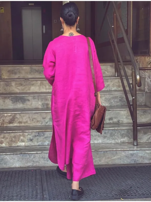 Pink_Color_South_Cotton_Kurti_Plazo_Set