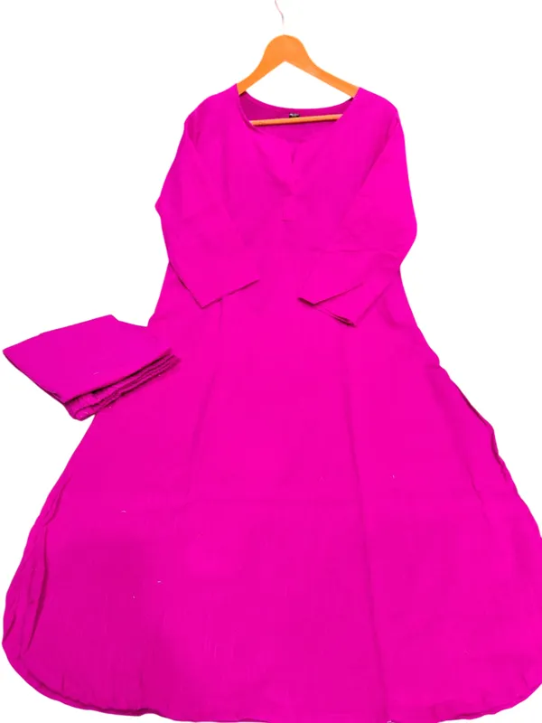Pink_Color_South_Cotton_Kurti_Plazo_Set