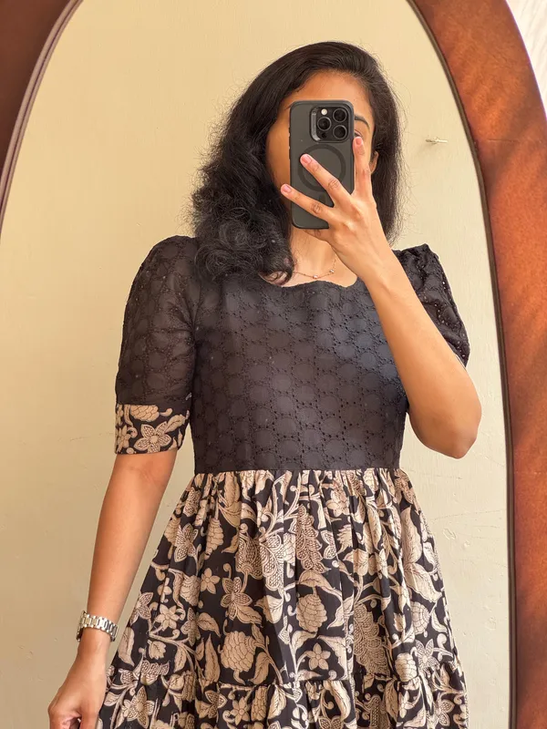 Black_Chikan_shifli_cotton_middi_Gown