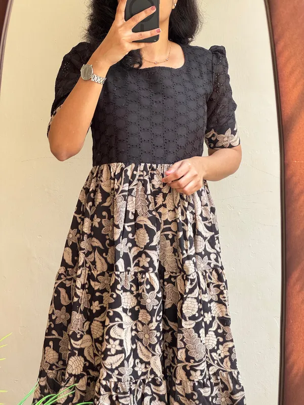 Black_Chikan_shifli_cotton_middi_Gown