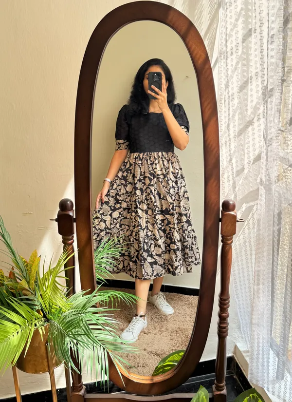 Black_Chikan_shifli_cotton_middi_Gown