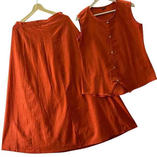 Rust_Color_Cotton_Skirt_Top