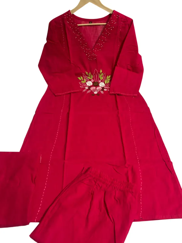 Embroidary_Work_Pink_Color_Cotton_Suit_Set