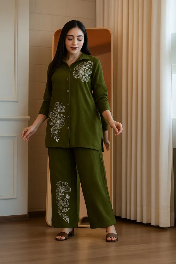Embroidery_Work_Cotton_Green_Co_erd_Set