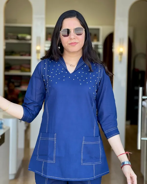 Cotton_Slub_Blue_Hand_Work_Co_ord_Set