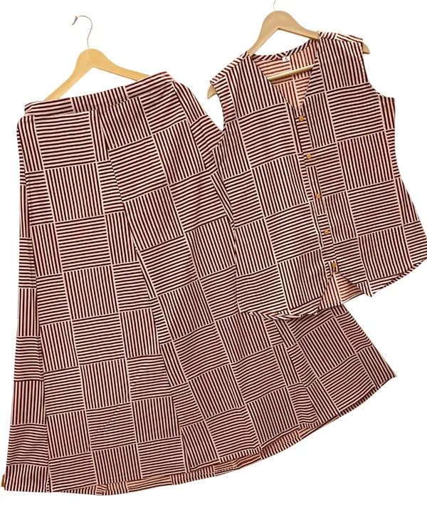 Geomatric_Print_Red_Color_Cotton_Skirt_Top