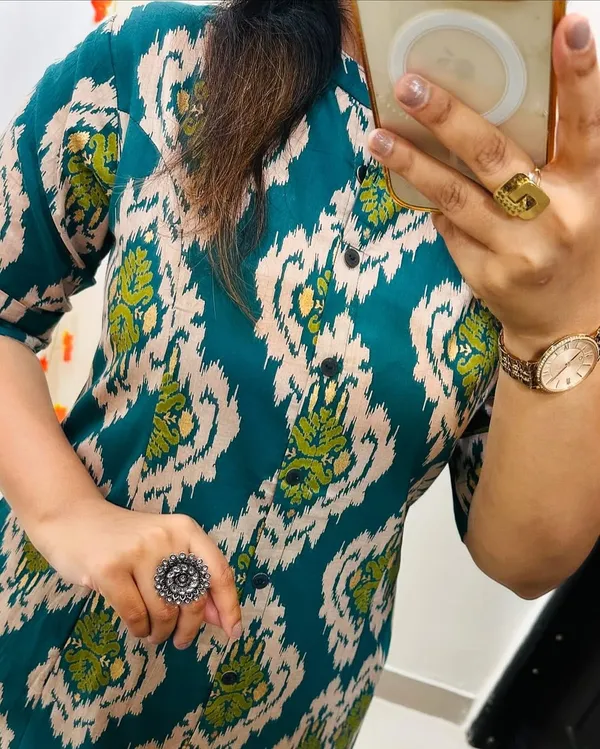 Printed_Cotton_Green_Kurti_Plazo_Set