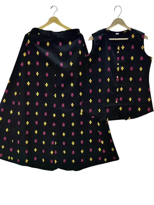 Printed_Black_Color_Cotton_Skirt_Top