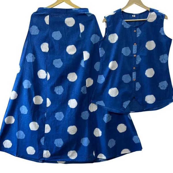 Polka_Dot_Print_Blue_Cotton_Skirt_Top