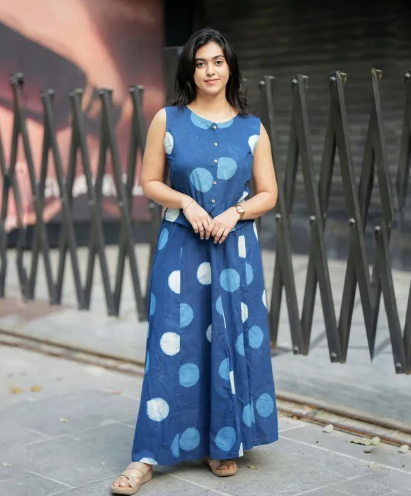 Polka_Dot_Print_Blue_Cotton_Skirt_Top