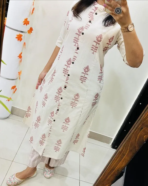Printed_Cotton_White_Kurti_Plazo_Set