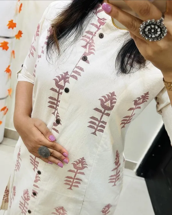 Printed_Cotton_White_Kurti_Plazo_Set