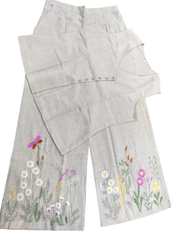 Embroidary_Work_Cotton_Slub_Brown_Co_ord_Set