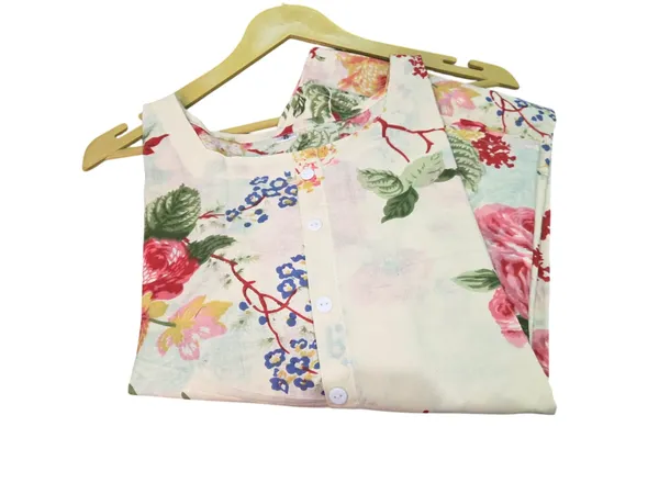 Cream_Color_Printed_Cotton_Middy_Gown