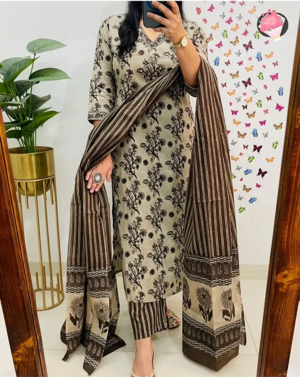 Floral_Print_Beige_Color_Cotton_Sit_Set