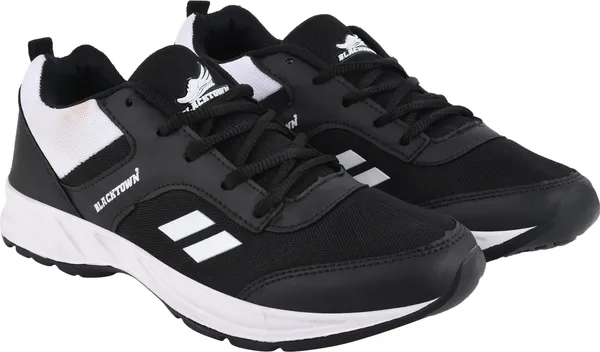 Black_&_White_Solid_Mesh_Eva_Sole_Sports_Running_Shoes_For_Men