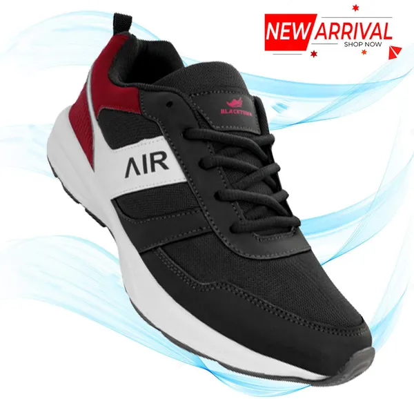 Black_Solid_Mesh_Eva_Sole_Casual_Running_Shoes_For_Men