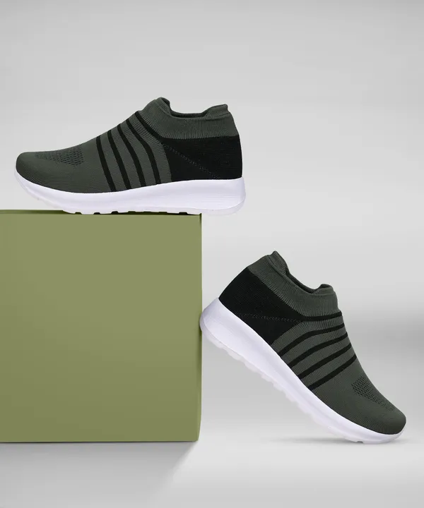 Grey_&_Black_Striped_Mesh_Eva_Sole_Sports_Walking_Shoes_For_Men