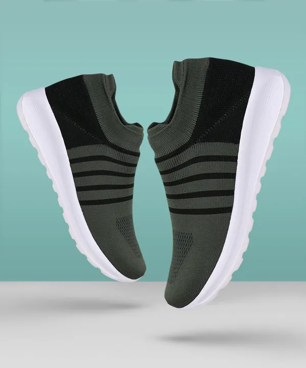 Grey_&_Black_Striped_Mesh_Eva_Sole_Sports_Walking_Shoes_For_Men