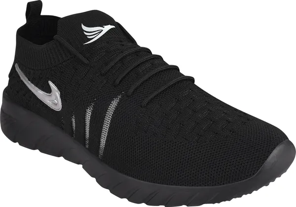 Black_Solid_Flyknit_Eva_Sole_Casual_Running_Shoes_For_Men