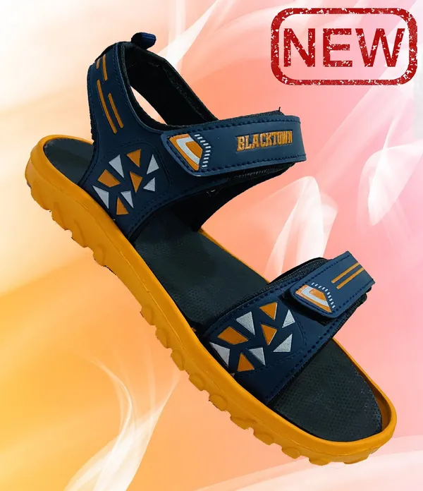 Navy_&_Orange_Solid_Resin_Casual_Sandal_For_Men