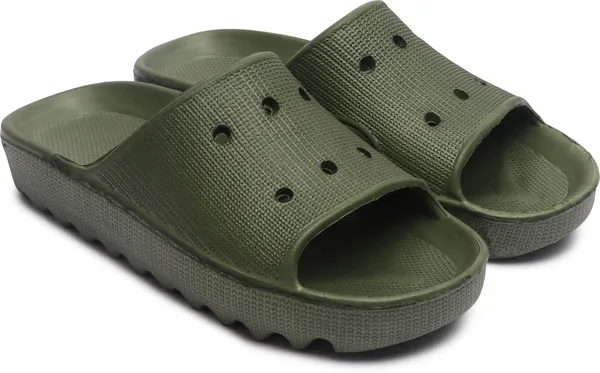 Olive_Solid__Comfortable_Slides_For_Men