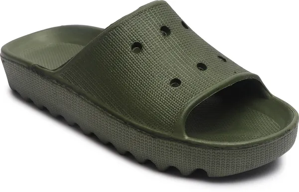 Olive_Solid__Comfortable_Slides_For_Men
