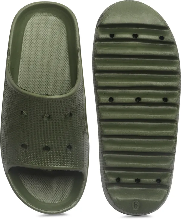Olive_Solid__Comfortable_Slides_For_Men